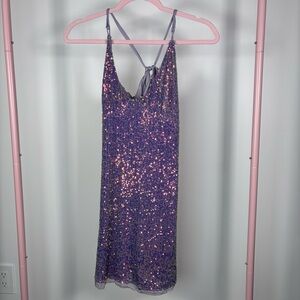 Free People Lavender Mesh Dress with Sequins